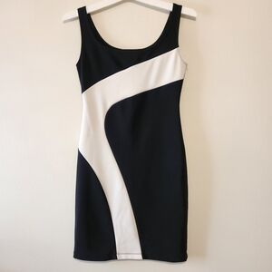 Black and White Colorblock Sleeveless Dress
